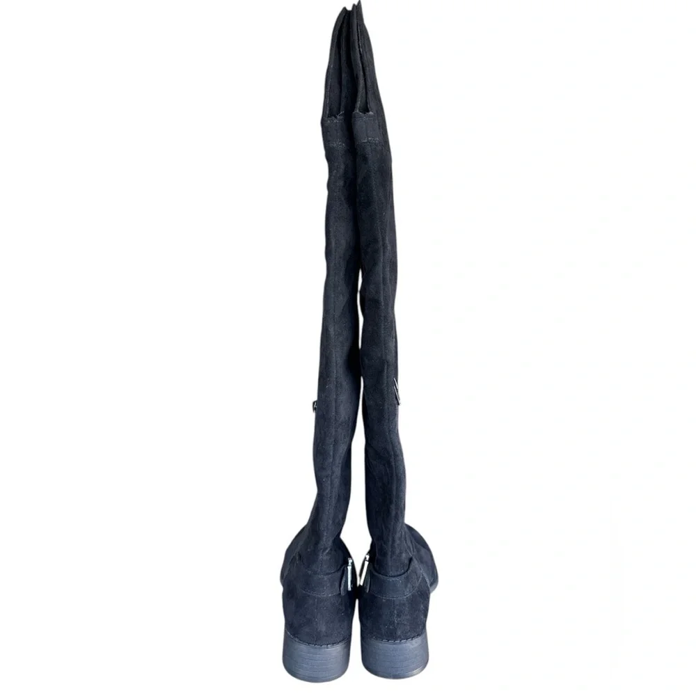 American Rag Adarra Black Suede Finish Over The Knee Riding Boots Size 8
